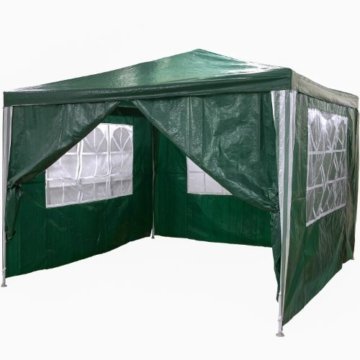 Pavillon 3x3m WASSERDICHT + 4 Seitenteile (3x mit Fenster + 1x mit Reißverschluss), Farbwahl: weiß blau grün rot schwarz, inkl. Heringe + Spannseile - 