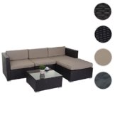 Poly-Rattan-Garnitur Brindisi, Gartengarnitur Sitzgruppe Lounge-Set ~ braun, Kissen beige -