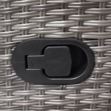 Poly Rattan Gartensessel Rattanstuhl Rattansessel Relaxsessel Fernsehsessel Loungesessel mit Fußteil stufenlos verstellbar Grau meliert + Auflage Schwarz Rattanmöbel Terrassenmöbel Balkonmöbel Gartenmöbel - 
