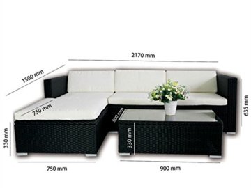 POLY RATTAN Lounge Gartenset SCHWARZ Sofa Garnitur Polyrattan Gartenmöbel Neu - 