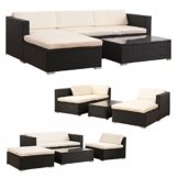 POLY RATTAN Lounge Gartenset SCHWARZ Sofa Garnitur Polyrattan Gartenmöbel Neu -