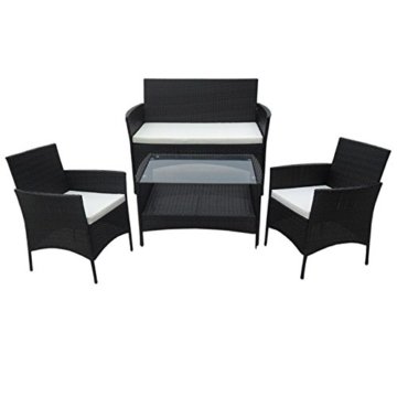POLY RATTAN Lounge Gartenset SCHWARZ Sofa Garnitur Polyrattan Gartenmöbel Neu -
