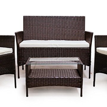 POLY RATTAN Lounge Gartenset Sofa Garnitur Polyrattan Gartenmöbel (Braun) - 
