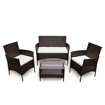 POLY RATTAN Lounge Gartenset Sofa Garnitur Polyrattan Gartenmöbel (Braun) -