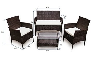 POLY RATTAN Lounge Gartenset Sofa Garnitur Polyrattan Gartenmöbel (Braun) - 