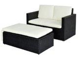 POLY RATTAN Lounge Gartenset Sofa Garnitur Polyrattan Gartenmöbel (Schwarz) -