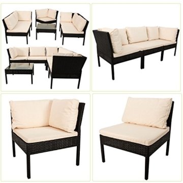 Polyrattan Gartenmöbel Lounge Sitzgruppe Santorin - schwarz - 