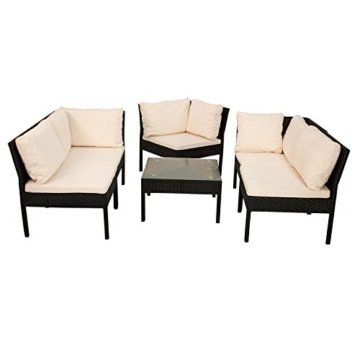 Polyrattan Gartenmöbel Lounge Sitzgruppe Santorin - schwarz - 