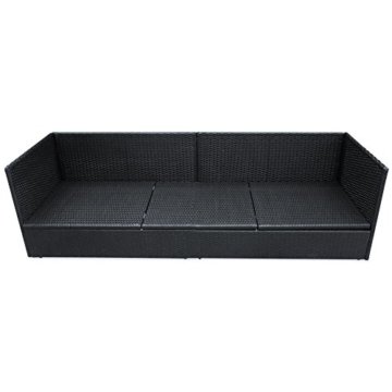 Polyrattan Liege mit Rückenlehne schwarz 7cm dicke Sitzauflagen verstellbarer Liegefläche - 