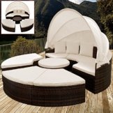 PolyRattan Sonneninsel Ø 185cm Sonnenliege Gartenliege Gartenmöbel Lounge Rattan -