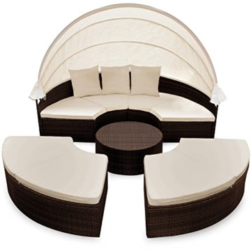 PolyRattan Sonneninsel Ø 185cm Sonnenliege Gartenliege Gartenmöbel Lounge Rattan - 