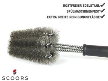 Premium Edelstahl Grillbürste - langer Griff (45cm) - 3 in 1 Edelstahl Bürsten Reiniger - 18'' Profi Grill-Werkzeug zur 360° Grillrost-Reinigung - hochwertiges BBQ Zubehör für Weber, Gas-, Elektro-, Porzellan-, Infrarot-, Holzkohlegrills - 