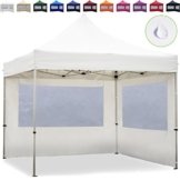 PROFIZELT24 Faltpavillon Faltzelt Klappzelt Partyzelt Falt-Pavillon mit 2 Seitenteilen, ALU Popup für Garten Terrasse Feier Markt als Unterstand, Dachplane 100% WASSERDICHT 280g/m², 3x3m, weiß -