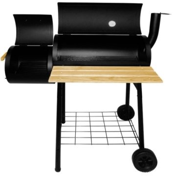 Räuchergrill Grillstation - BBQ Smoker Grillstation auf Rollen mit 2 Kammern - Grillwagen Kohlegrill - 