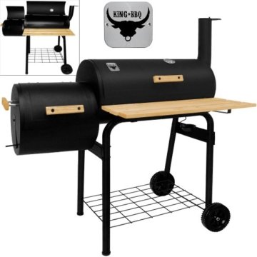 Räuchergrill Grillstation - BBQ Smoker Grillstation auf Rollen mit 2 Kammern - Grillwagen Kohlegrill -