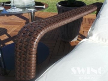 Rattan Garten Liege Relax Polyrattan Gartenliege Rattanmöbel Liegestuhl Sonnenliege (Grau) - 