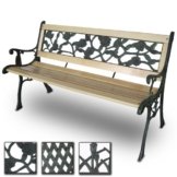 Robuste Gartenbank Sitzbank Gartenmöbel im romantischen Rosendesign -