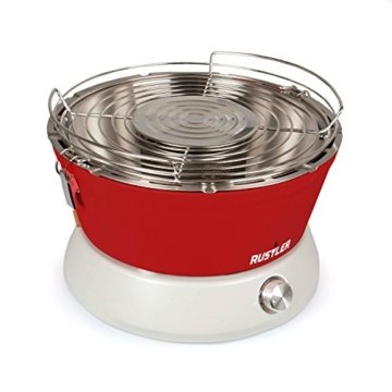 Rustler RS-0845 Holzkohlegrill mit Belüftung und Tragetasche, rot, 36 x 36 x 23 cm - 