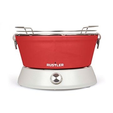 Rustler RS-0845 Holzkohlegrill mit Belüftung und Tragetasche, rot, 36 x 36 x 23 cm -