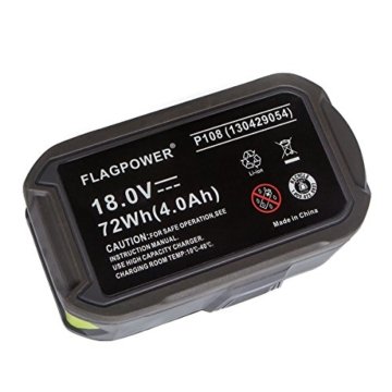 Ryobi P108 Ersatzakku, FLAGPOWER 4.0Ah Werkzeug Akku für Ryobi P108 ONE+ P107 BPL-1815 P122 P104 P105 P102 P103 18V 4000mAh Li-ion Akku mit LED Anzeige + Automatische Leistung Prüfung - 