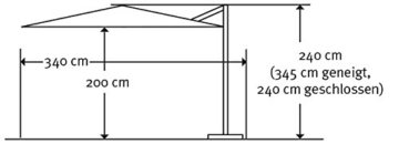 Schneider Sonnenschirm Rhodos Junior, anthrazit, ca. 270 x 270 cm, 8-teilig, quadratisch - 
