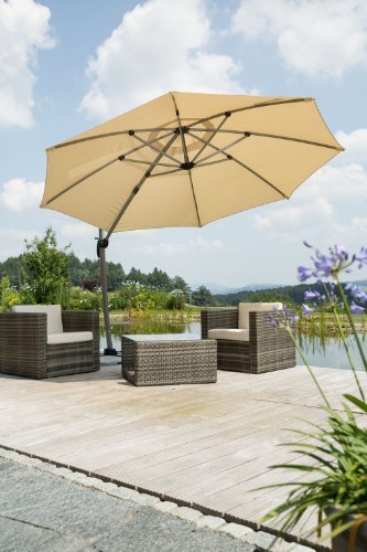 Schneider Sonnenschirm Rhodos Rondo, sand, ca. 350 cm Ø, 8-teilig, rund - 