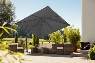 Schneider Sonnenschirm, Rhodos Twist, 8-teilig, quadratisch, anthrazit, 360x300x264 cm, 730-15 - 