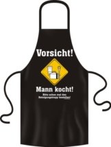 Schürze Grillschürze Kochschürze mit Latz Vorsicht Mann kocht -