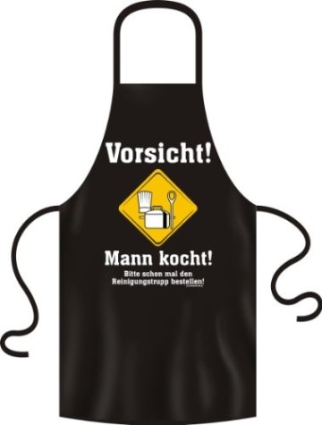 Schürze Grillschürze Kochschürze mit Latz Vorsicht Mann kocht -
