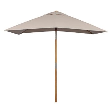 Sekey® 200 × 150 cm Holz-Sonnenschirm Marktschirm Gartenschirm Terrassenschirm Sonnenschutz UV50+ Taupe Quadratisch - 
