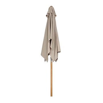 Sekey® 200 × 150 cm Holz-Sonnenschirm Marktschirm Gartenschirm Terrassenschirm Sonnenschutz UV50+ Taupe Quadratisch - 