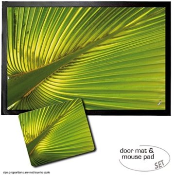 Set: 1 Fußmatte Türmatte (60x40 cm) + 1 Mauspad (23x19 cm) - Palmen, Hanf-Palmenblatt -