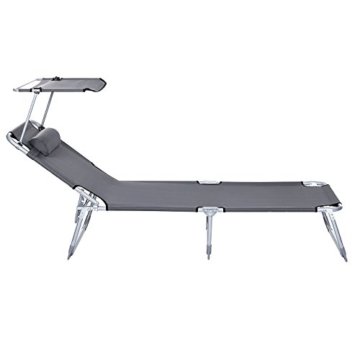 Songmics Sonnenliege mit Sonnendach max. Belastbarkeit: 250 kg Grau 193 x 30 x 62 cm (B x H x T) GCB19U - 