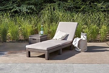 Sonnenliege Gartenliege 2er Set Allibert Daytona Polyrattan Rattanoptik Kühlbox Ice Cube - braun inkl. Auflage - 