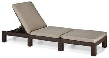 Sonnenliege Gartenliege 2er Set Allibert Daytona Polyrattan Rattanoptik Kühlbox Ice Cube - braun inkl. Auflage - 