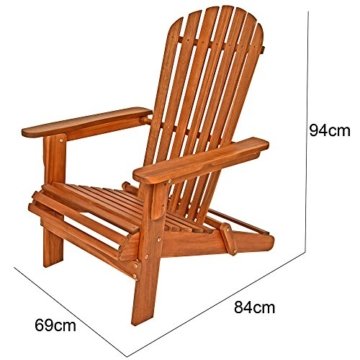 Sonnenstuhl Adirondack aus Akazienholz Liegestuhl Holzstuhl Deckchair klappbar - 