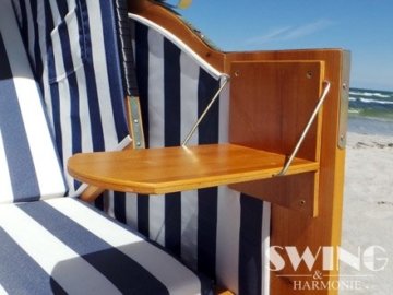 Strandkorb XXL - Luxusstrandkorb - aus Holz und Polyrattan (Grau) - 