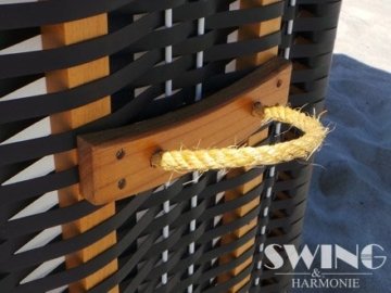 Strandkorb XXL - Luxusstrandkorb - aus Holz und Polyrattan (Grau) - 