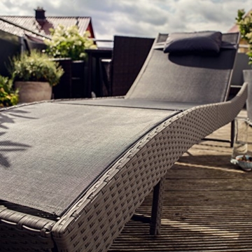 TecTake Polyrattan Sonnenliege Gartenliege Rattan Garten Liege Gartenmöbel mit Kissen - diverse Farben - (Mixed Braun | Nr. 402056) - 