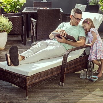 TecTake Polyrattan Sonnenliege Gartenliege Rattan Garten Liege Gartenmöbel Rattanmöbel -diverse Farben- (Braun-Schwarz) - 