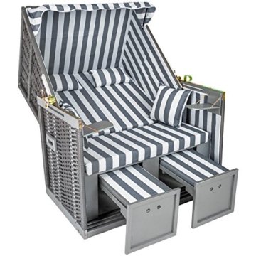 TecTake® Zweisitzer Strandkorb + Premium Schutzhülle + 2 extra Kissen + versandkostenfrei (innerhalb von Deutschland) - 