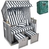 TecTake® Zweisitzer Strandkorb + Premium Schutzhülle + 2 extra Kissen + versandkostenfrei (innerhalb von Deutschland) -