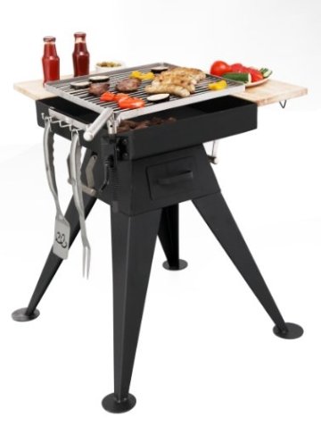 Tepro Holzkohlengrill - mit schwenk-/höhenverstellbarem Grillrost Seaport, Schwarz - 