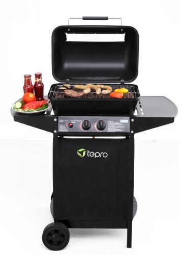Tepro Lavasteingasgrill Irvine - Grillwagen mit Rollen, Schwarz - 