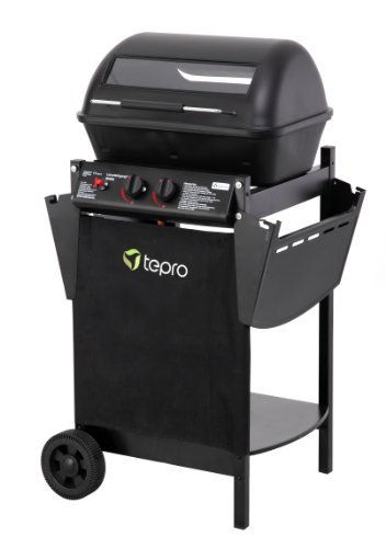 Tepro Lavasteingasgrill Irvine - Grillwagen mit Rollen, Schwarz - 