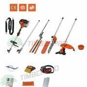 TIMBERPRO 5 in 1 Multifunktionsgartengerät, 52cc Benzinmotor, langer Stab, Inklusive Heckenschere, Rasentrimmer, Freischneider, Kettensäge und Verlängerungsstab -
