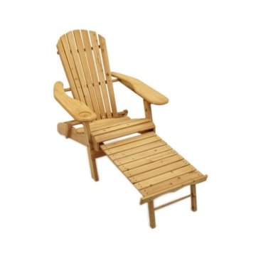 Trueshopping Gartensessel / Gartenliege im Adironackstil, mit ausziehbarer Beinauflage, für Garten / Terrasse - 