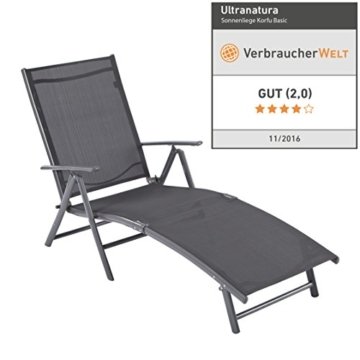 Ultranatura Aluminium Sonnenliege, Korfu Serie - Basic, grau - 