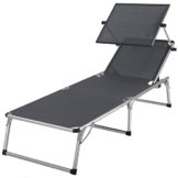 Ultranatura Aluminium Sonnenliege Nizza mit Dach, grau, 193 x 67 x 32 cm -