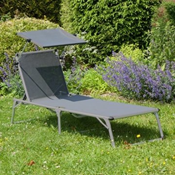 Ultranatura Aluminium Sonnenliege Nizza mit Dach, grau, 193 x 67 x 32 cm - 